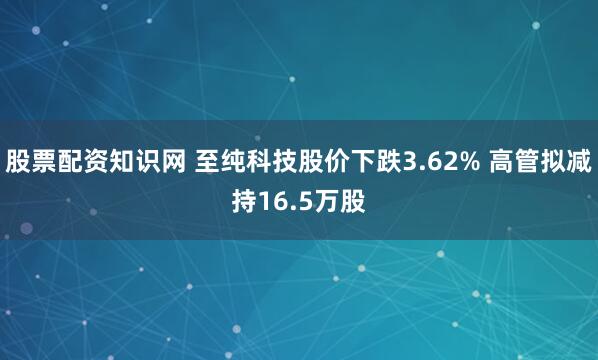 股票配资知识网 至纯科技股价下跌3.62% 高管拟减持16.5万股